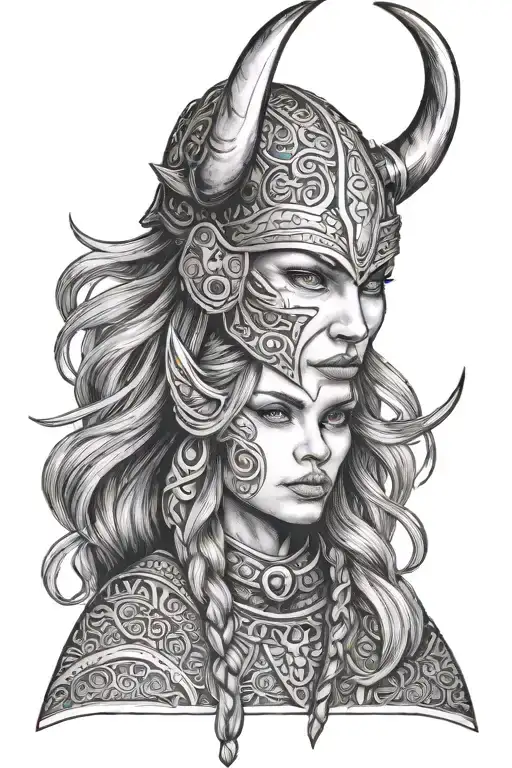 female viking face tattoo tattoo design idea