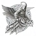 Ottoman white beard Warrior long wing span  Angel Hooded, powerful, no face scaryTattoo Idea  tattoo design idea