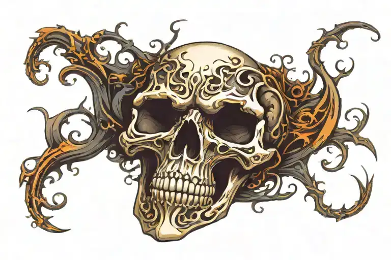 Skull Mysterious and Dark tattoo design idea