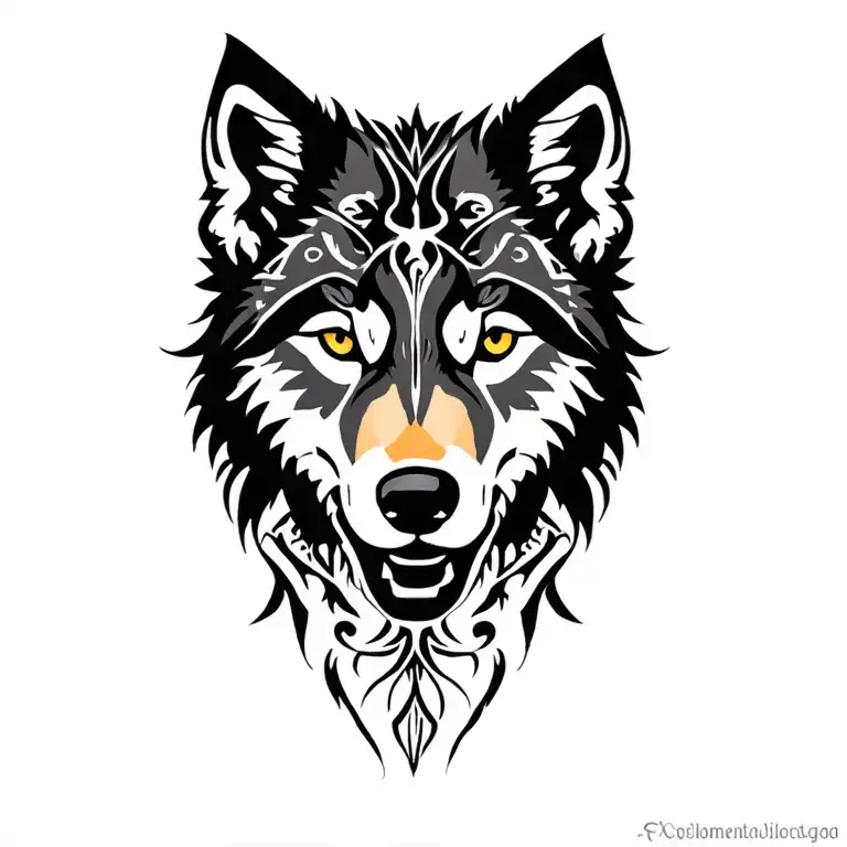 shadow wolf silhouette tattoo design idea