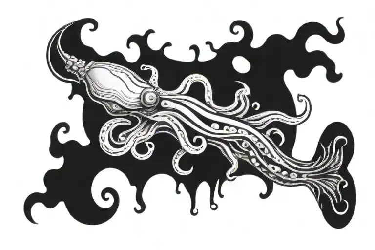 squid wrapping its tentacles tattoo design idea