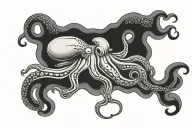 squid wrapping its tentacles tattoo design idea