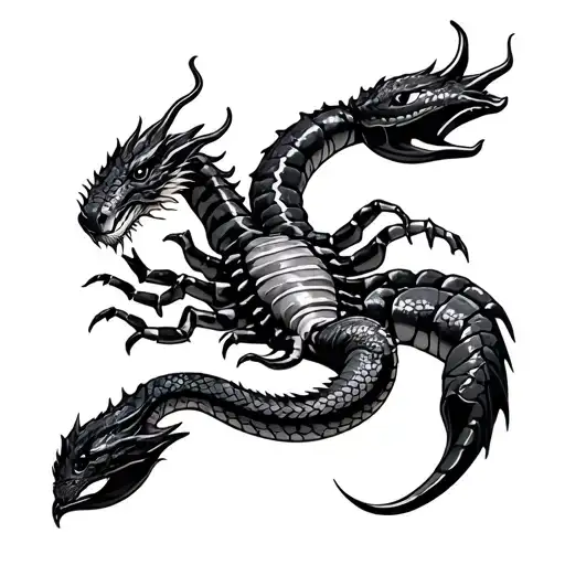 Dragon Snake Scorpion separate tattoo design idea