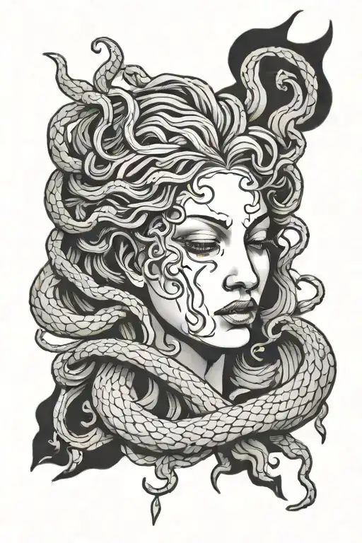 Medusa crying tattoo design idea