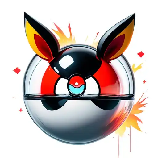 Black see through Pokeball with Vulpix Inside tattoo design idea