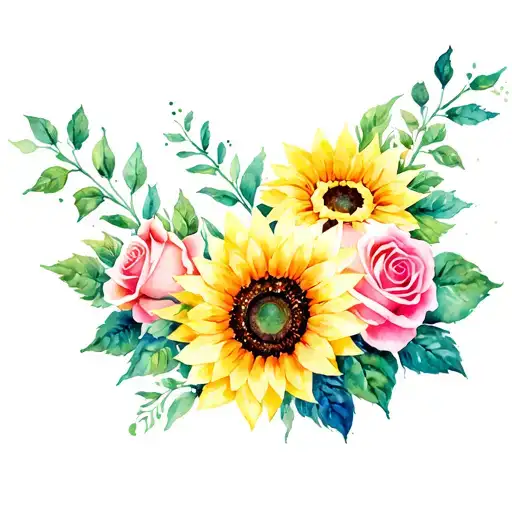 roses, sunflower, princess jasmine disney tattoo design idea