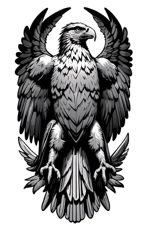 eagle greek statue perched tattoo design idea