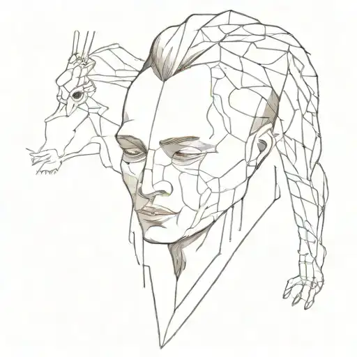 An old-school tattoo, five types of one man, which is detailed and breaks up into small pieces tattoo design idea