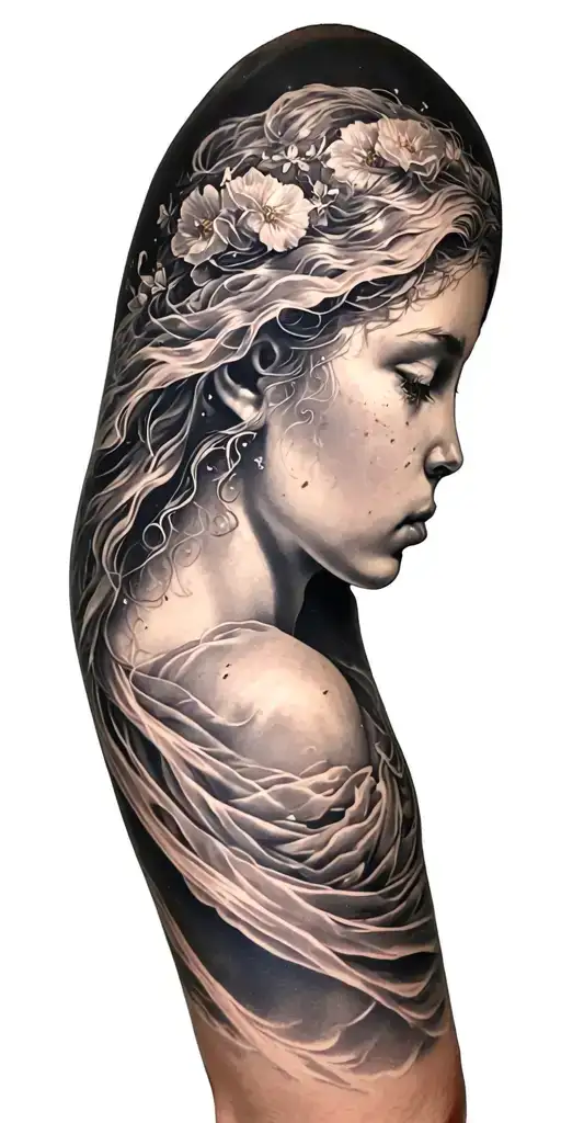 Upper Arm / Shoulder (Heavenly Hope)	•	Verse: Revelation 21:4 – “He will wipe away every tear…”	•	Art: A radiant heave tattoo design idea