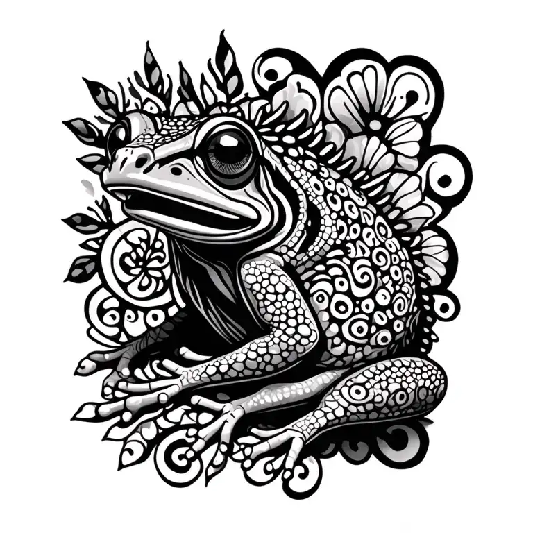 Alebrije chameleon frog tattoo design idea