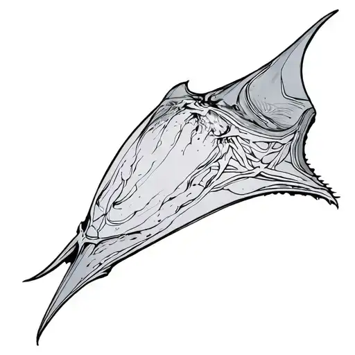 manta ray tattoo design on the tricep in an organic dark cybercygilistic design tattoo design idea