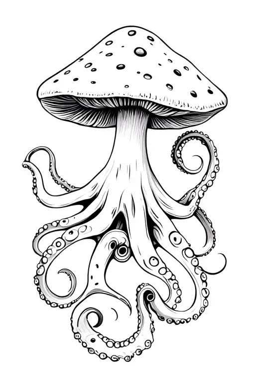 mushroom octopus tattoo design idea