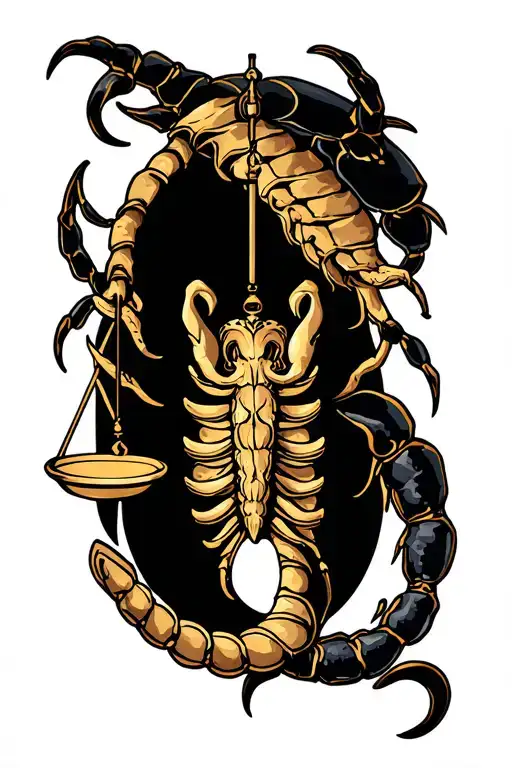 Libra, Scorpio zodiac sign tattoo design idea