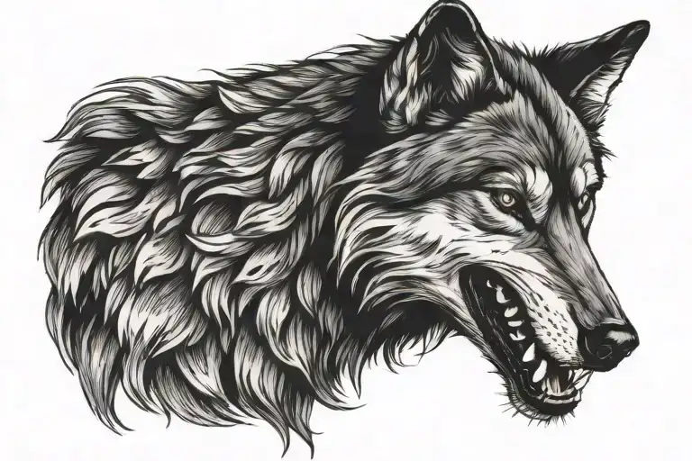 wolf's grin holding tattoo design idea