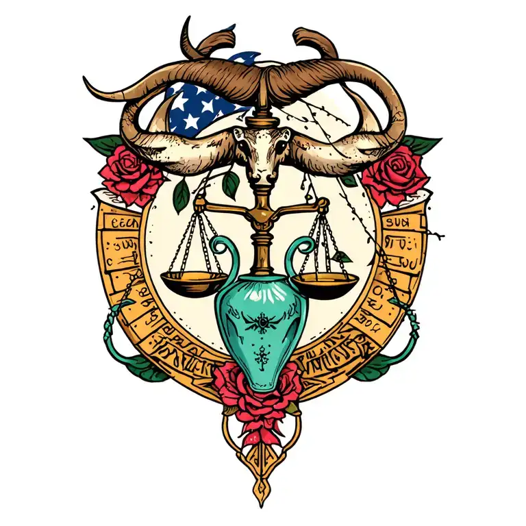 taurus and libra scales tattoo design idea
