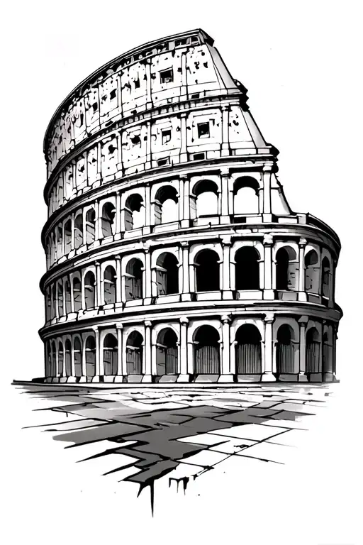 Roman colosseum and Pantheon tattoo design idea