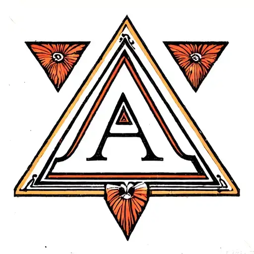 The letters A and P incorporated in a triangle, that is incorporated in a square tattoo design idea