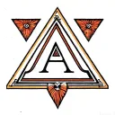The letters A and P incorporated in a triangle, that is incorporated in a square tattoo design idea