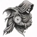 Grim Reaper side profile Holding a clock tattoo design idea