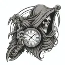 Grim Reaper side profile Holding a clock tattoo design idea
