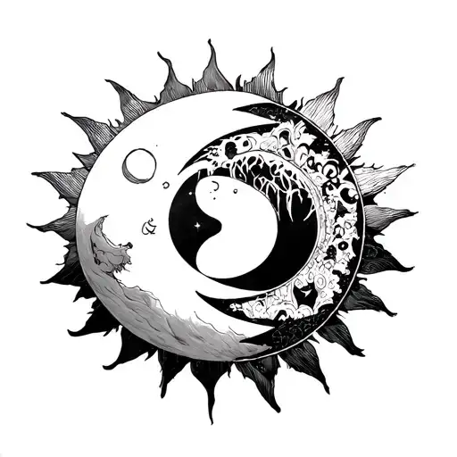 Sun (太陽/Taiyou) and Moon (月/Tsuki) from Soul Eater tattoo design idea