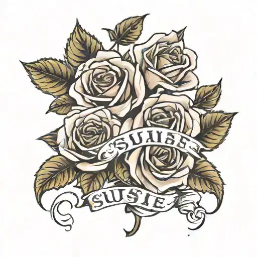roses with the name susie tattoo design idea