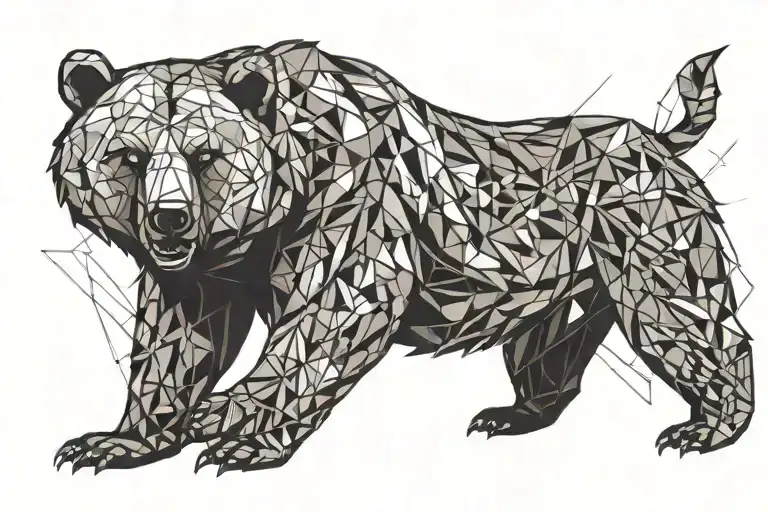 angry bear full body  tattoo design idea