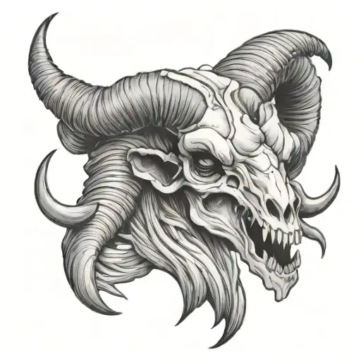 demonic ram skull tattoo design idea