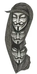 v for vendetta portrait with tribal  tattoo design idea