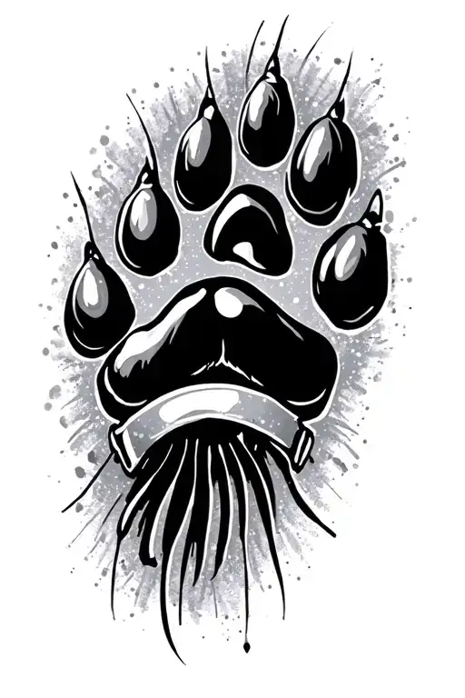 dog paw and nose print and collar connecting to each side  tattoo design idea
