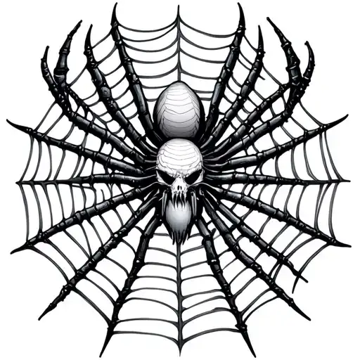A cybersigil spider web with an lost soul in the middle tattoo design idea