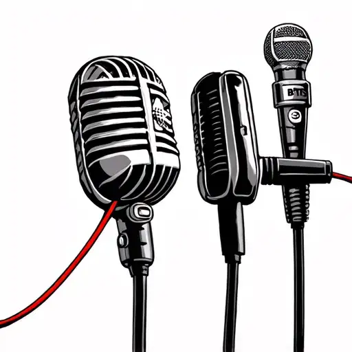 bts microphones connected by red string tattoo design idea