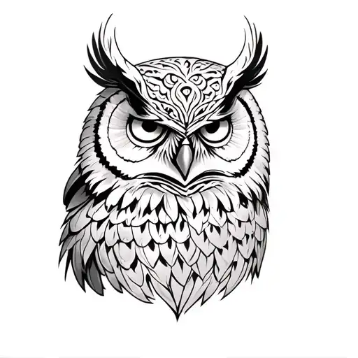Viking ship with owl  tattoo design idea