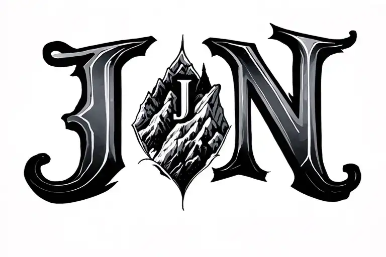 "L J N" 3 Peaks tattoo design idea