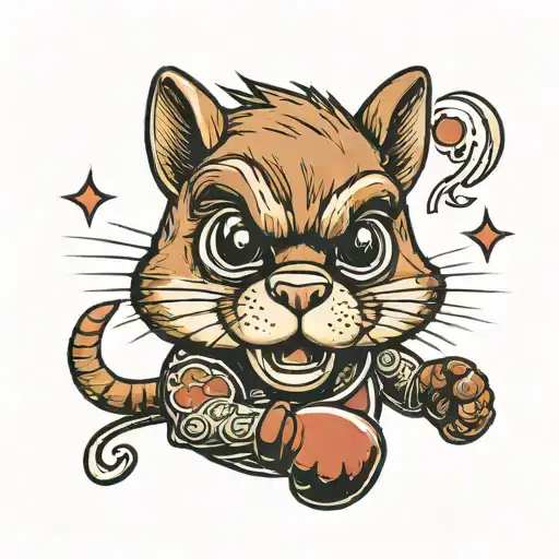 a chipmunk boxer in boxing gloves with a black eye tattoo design idea