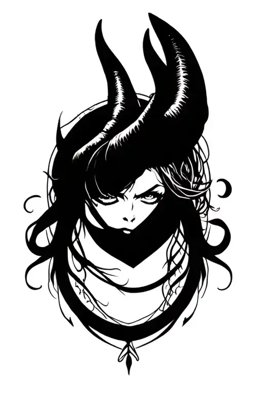 devil horns and positive life intertwined tattoo design idea