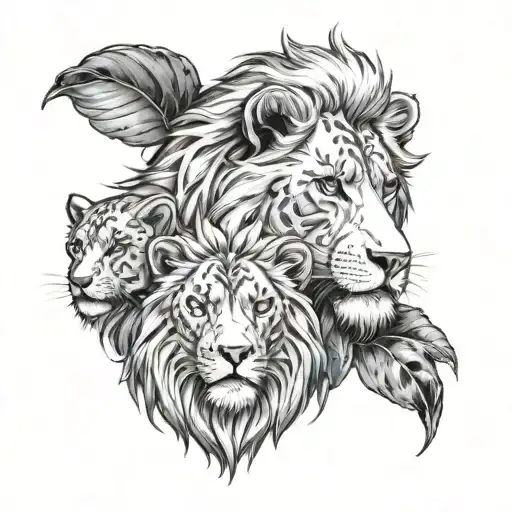 Leo and three family tattoo design idea
