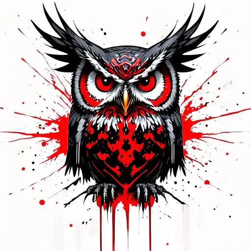 zombie owl flying tattoo design idea