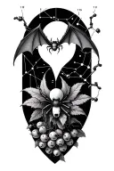 libra constellation gemini constellation berries poison botanicals bats spiders tattoo design idea