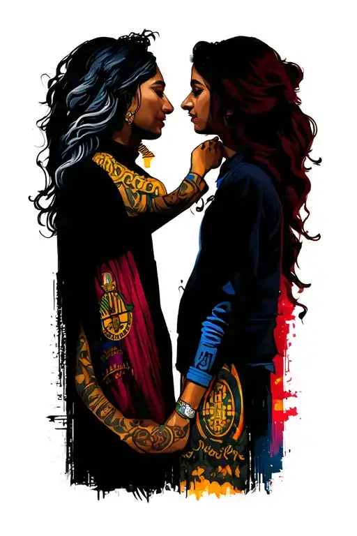 relationship between Peru and Barcelona City tattoo design idea