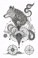 libra wolf Pisces, swimming Capricorn constellation tattoo design idea