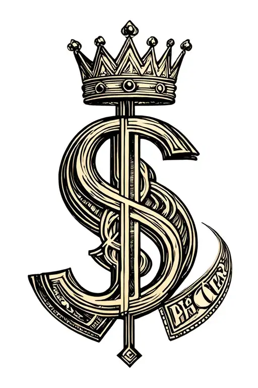 crown adorned money dollar no risk no reward tattoo design idea