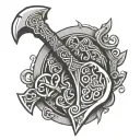 celtic double edge axe surrounded tattoo design idea