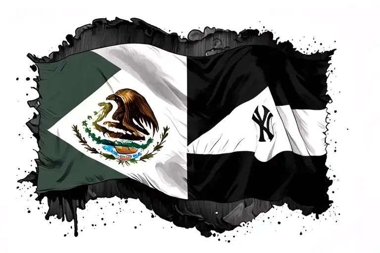 barber pole, puerto rico flag, Mexico flag, New York Yankees tattoo design idea