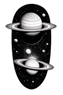 warlock solar system with saturn getting sucked by a black hole tattoo design idea