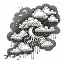 rainy cloud with thunderbolt symbol of Zeus tattoo design idea