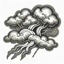 rainy cloud with thunderbolt symbol of Zeus tattoo design idea