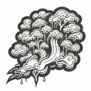 rainy cloud with thunderbolt symbol of Zeus tattoo design idea