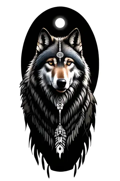 WOLF MOON NATIVE AMERICAN tattoo design idea