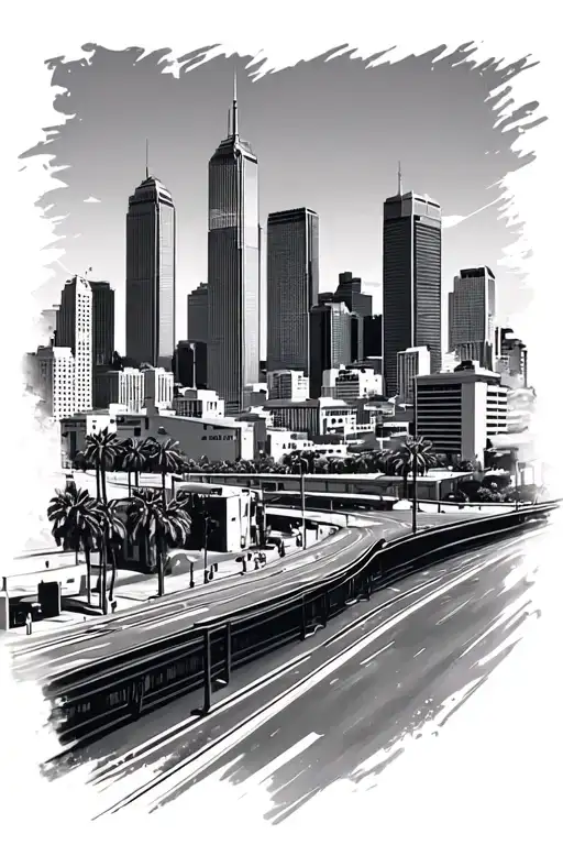 Los Angeles skyline tattoo design idea